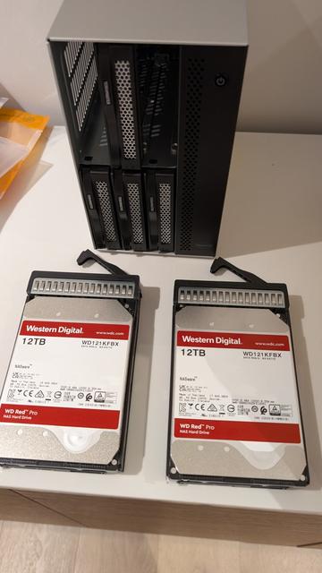 2 x 12TB Western Digital Red Pro NAS drives with an external enclosure