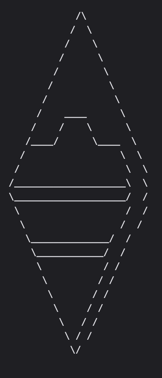A screenshot of some ASCII Art. A kind of tall thin diamond diamond shape with some cross bars. Dragon-ness is low, perhaps less than %5.