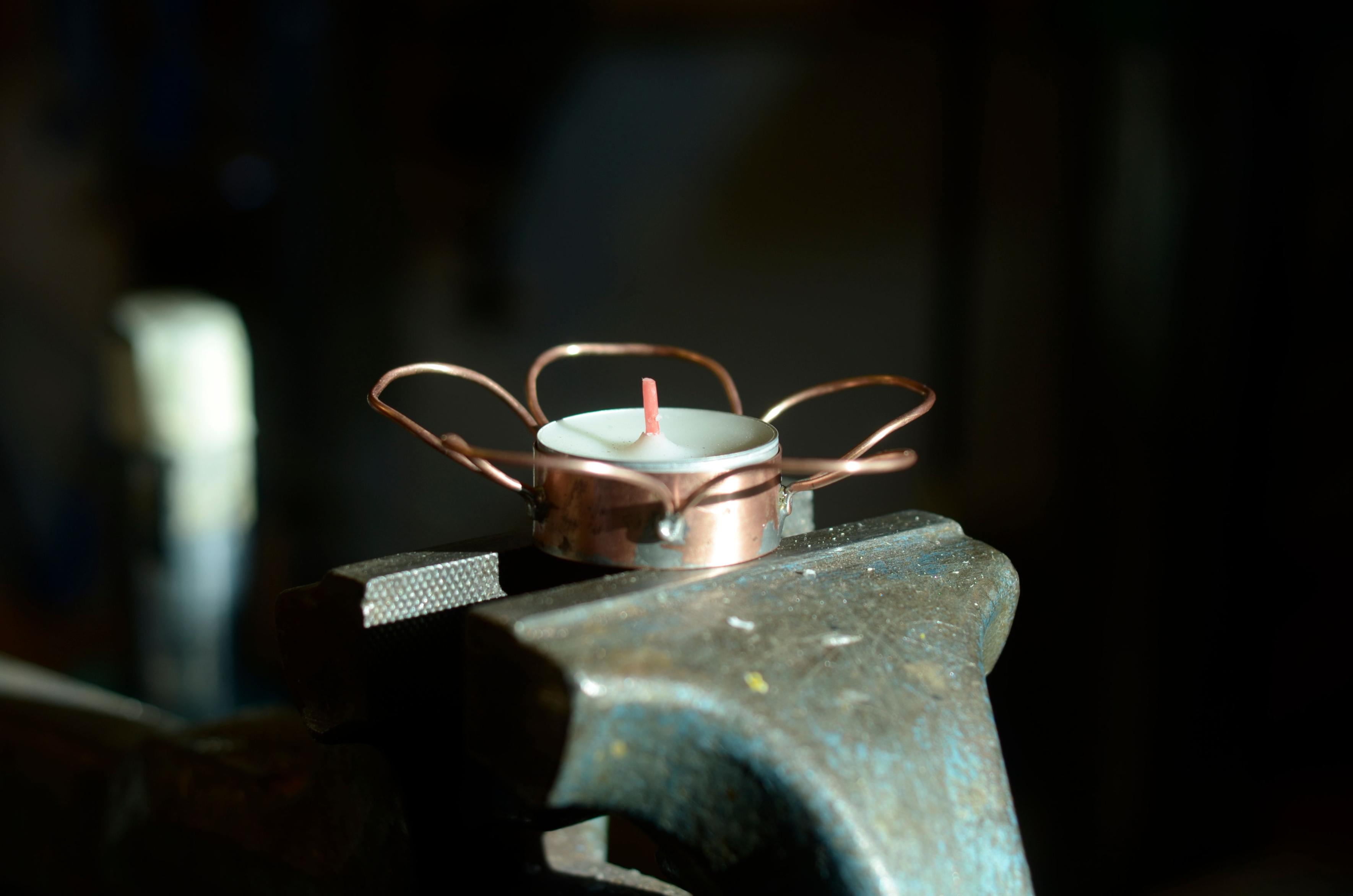 A new candle in the holder. I cleaned it up a little here.