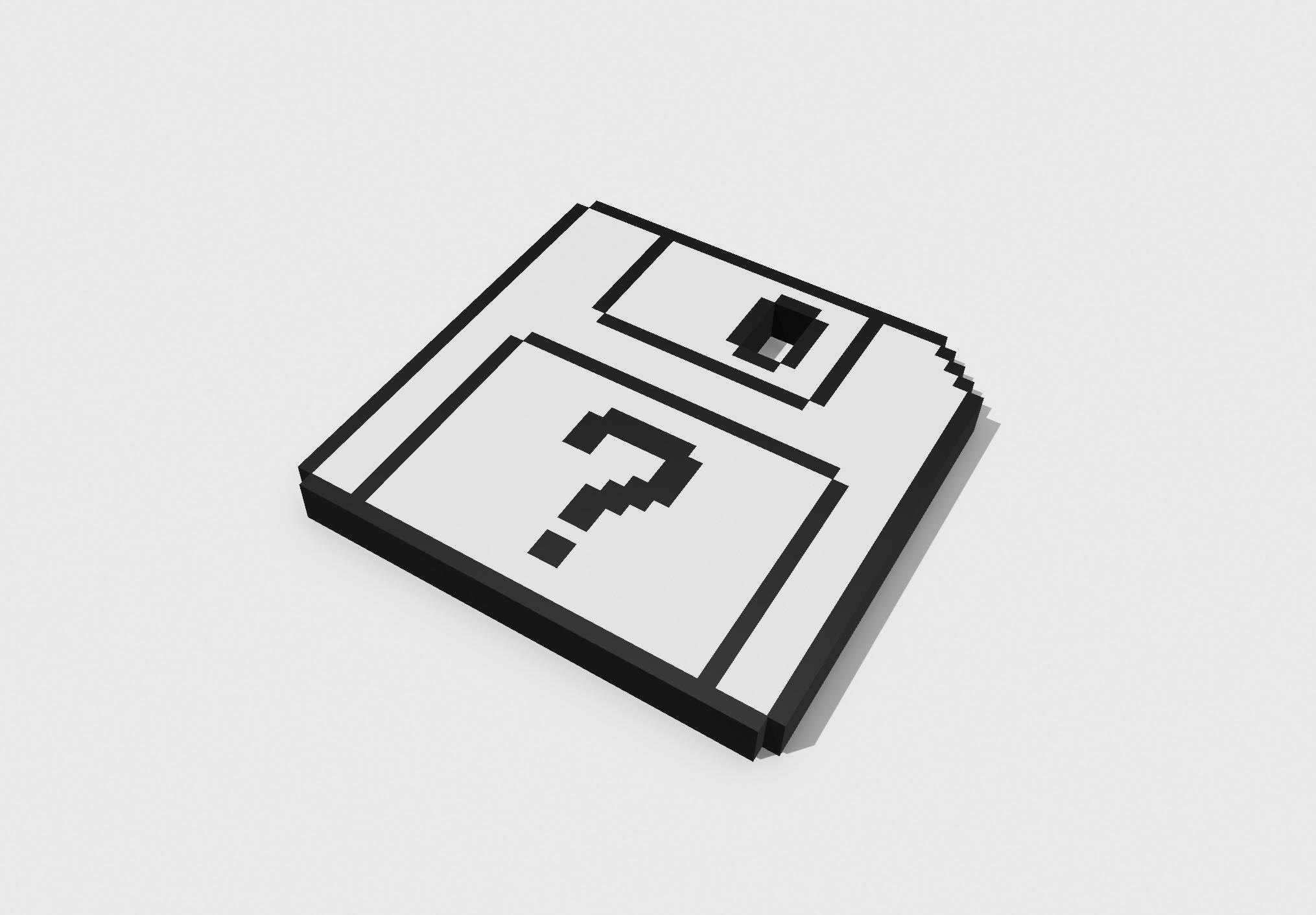 3D render of the orignal Macintosh “question mark” icon when there’s no bootable startup disk.