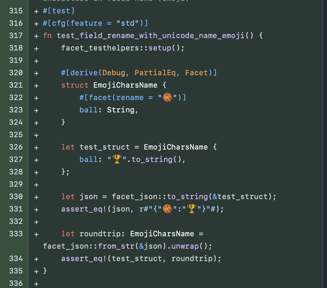 facet rename basketball emoji in a struct (like serde rename)