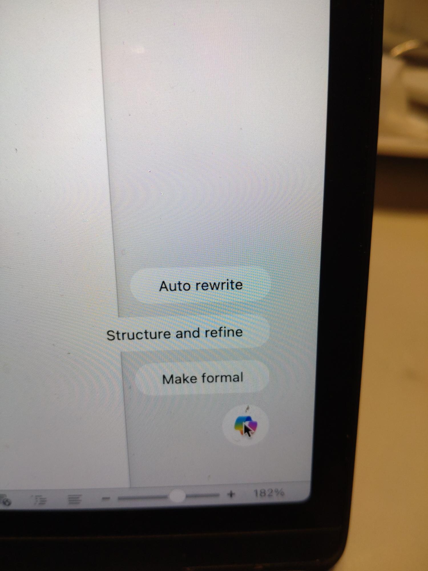 copilot offering me the chance to do things in my document i dont want to do
