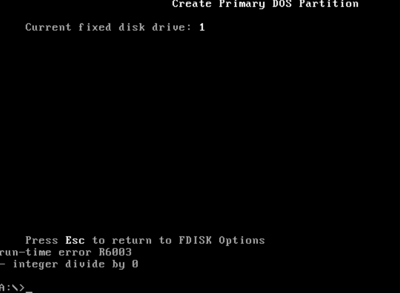 "run-time error R6003 - integer divide by 0"