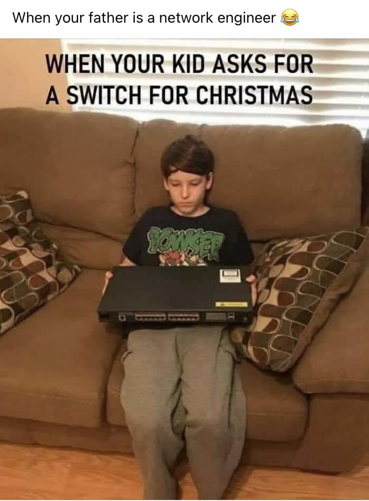 Kid asked for a Switch for Christmas, got some gigabit ethernet joy.