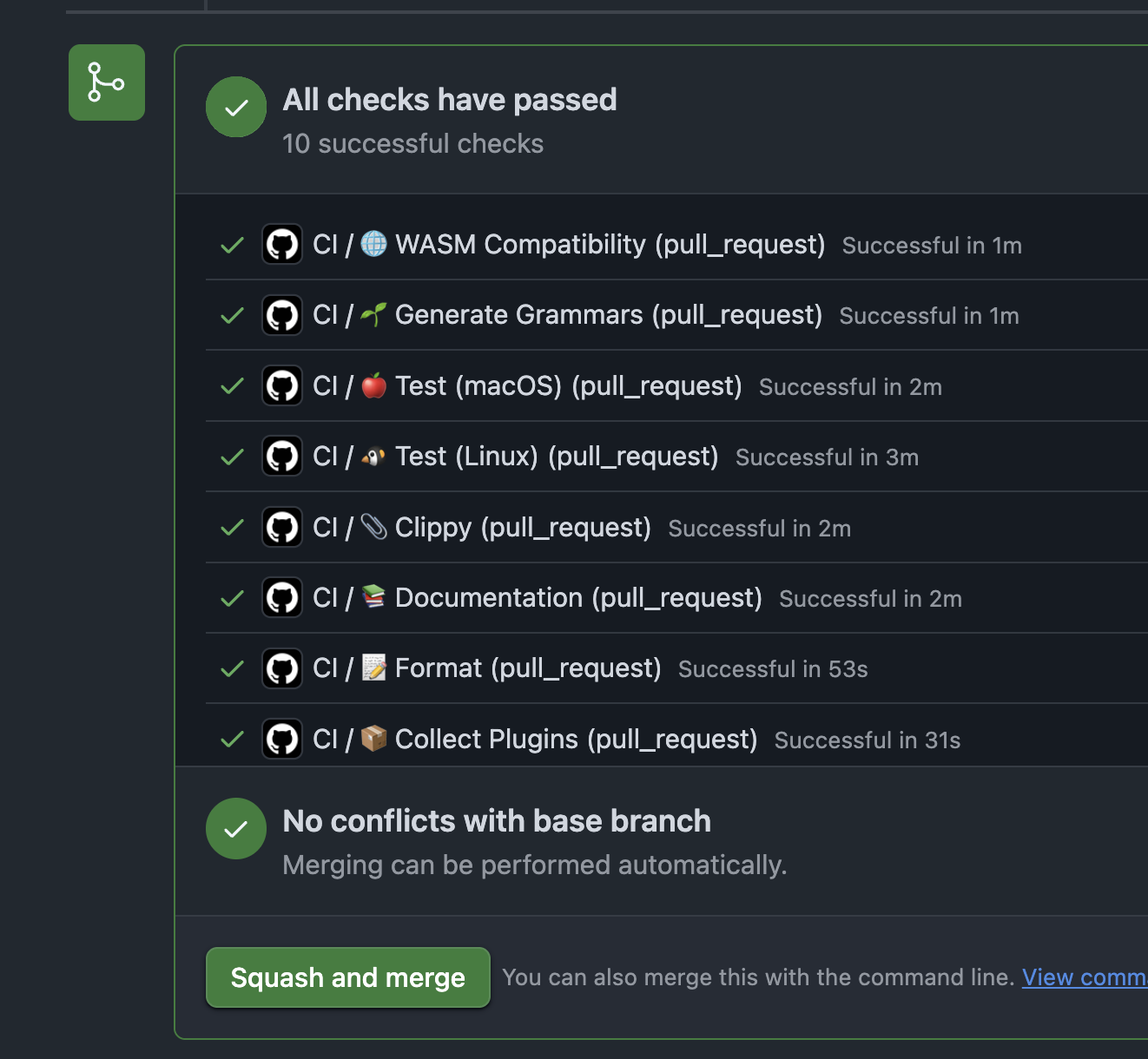 Green CI: Wasm compat, generate grammars, otest macos/linux, clippy, docs, format, collect plugins