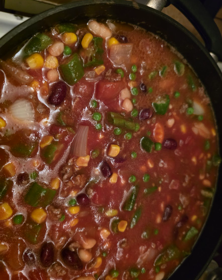 A big ole pot of vegetable soup.