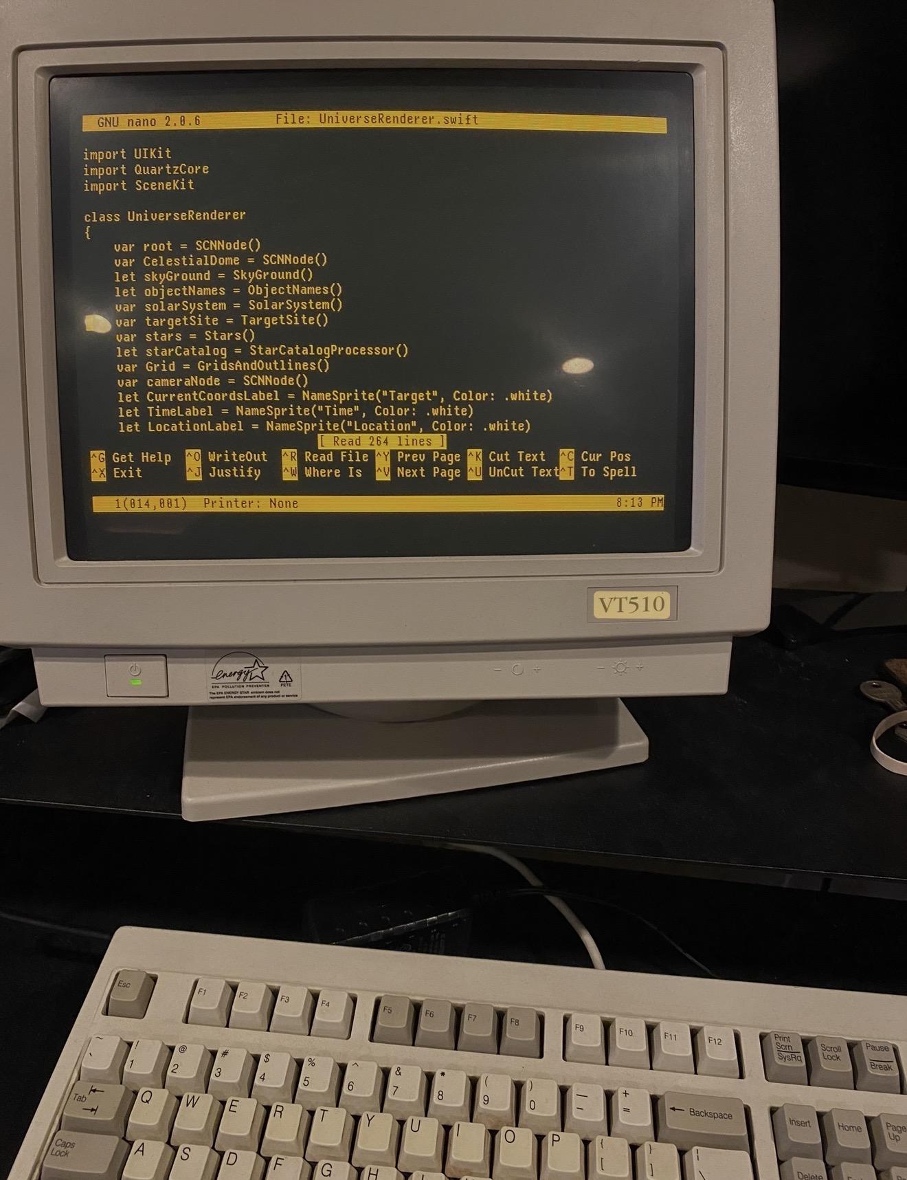 A DEC VT510 terminal. A real amber CRT.