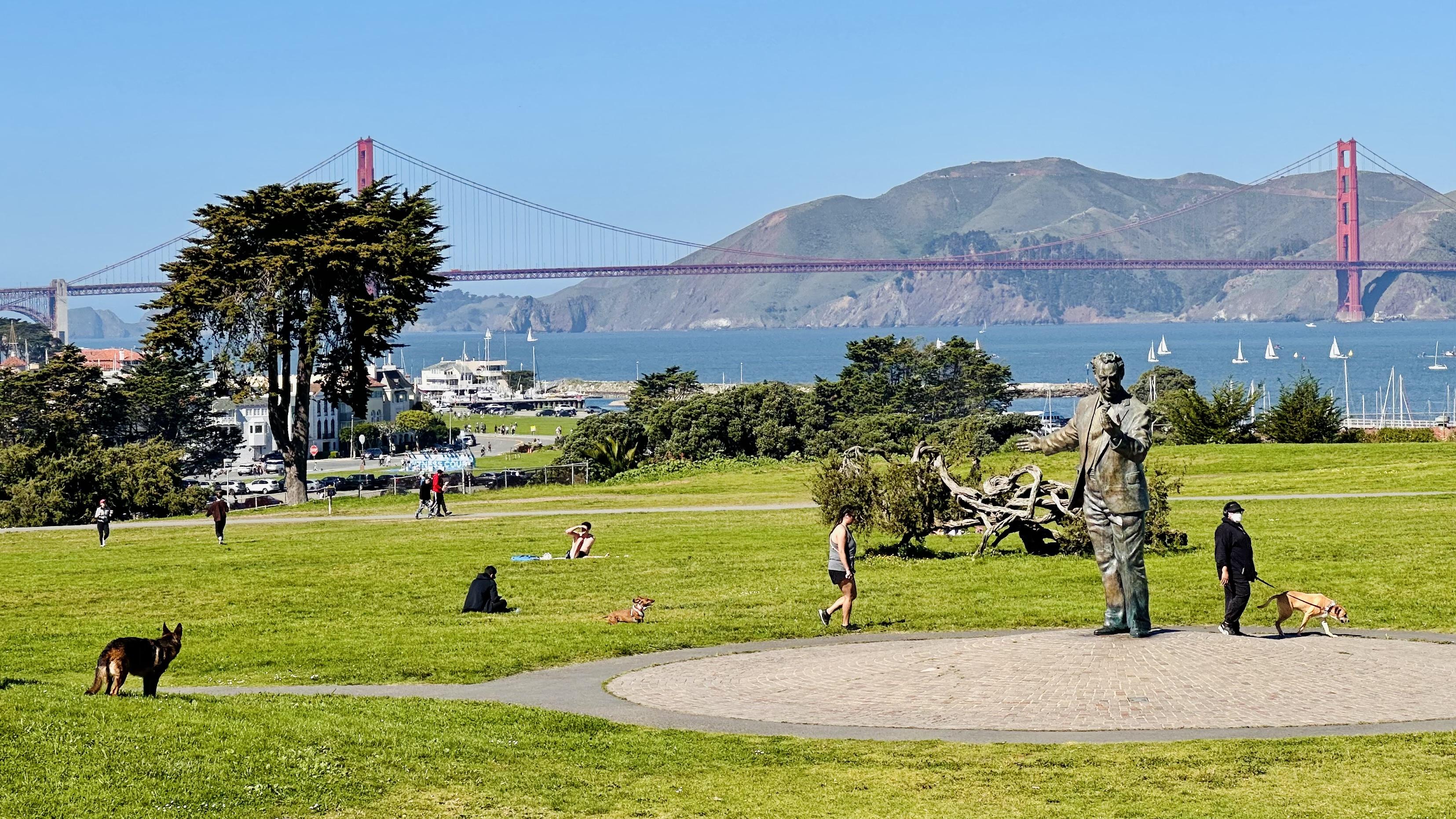 A photo of fort Mason Park and Golden Gate Bridge
