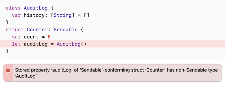 A Sendable error in Swift.