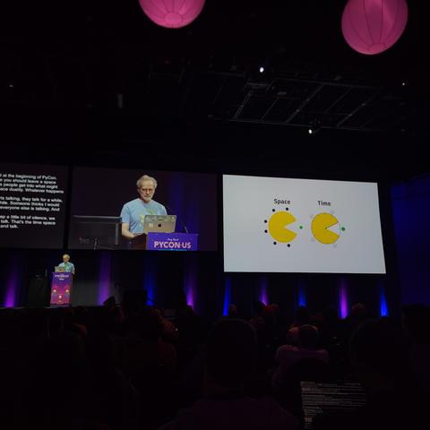 Ned Batchelder presenting a lightning talk at PyCon US 2026