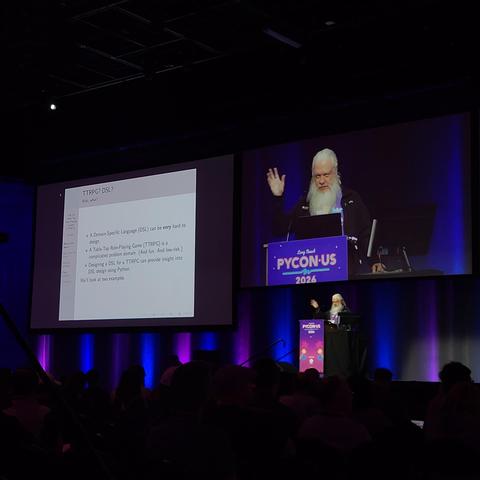 Steven Lott presenting a lightning talk at PyCon US 2026