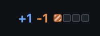 Screenshot of the lines of code updated widget on a Github pull request showing 1 modified line