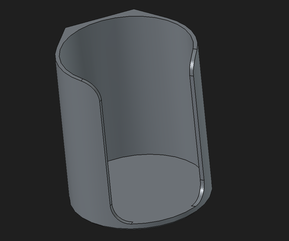 The same object, but with rounded edges for the front opening