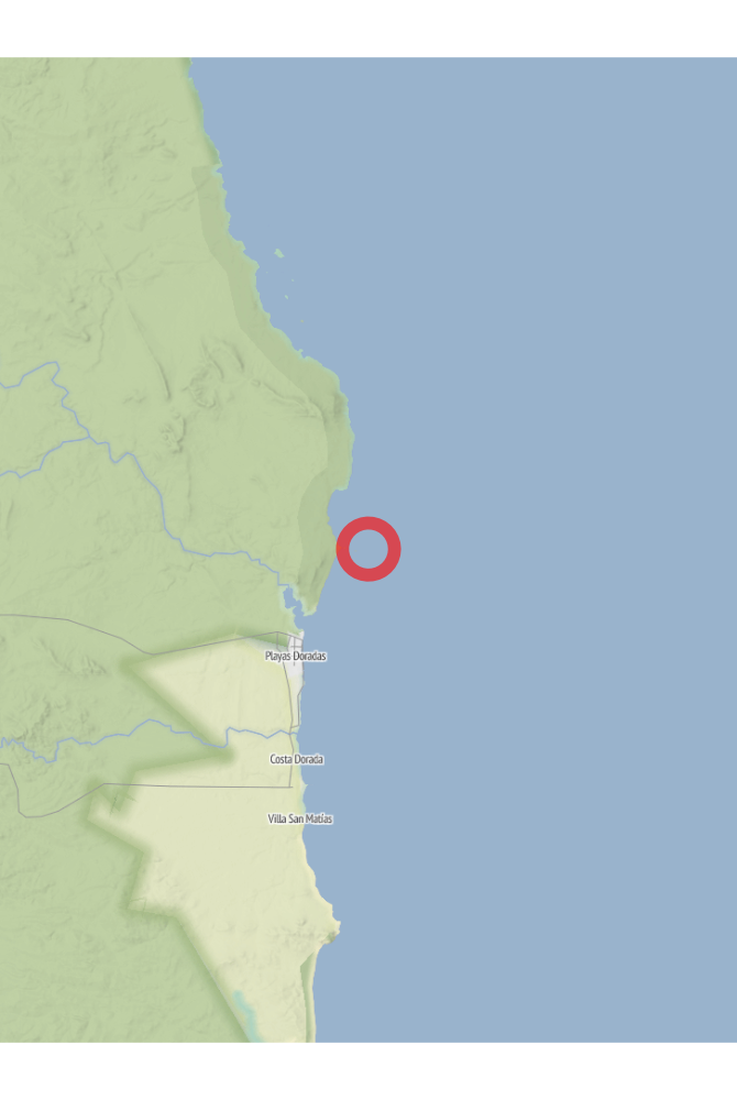 Map of the location of the observation: San Antonio, AR-RN, AR, (latitude: -41.58, longitude: -64.98).