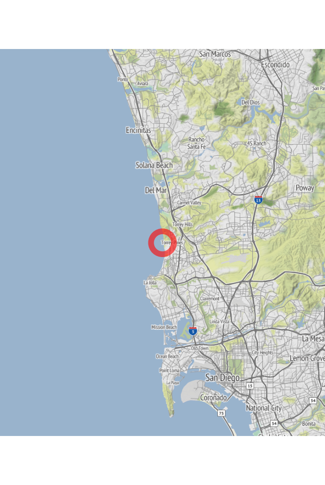 Map of the location of the observation: San Diego County, CA, USA, (latitude: 32.89, longitude: -117.25).
