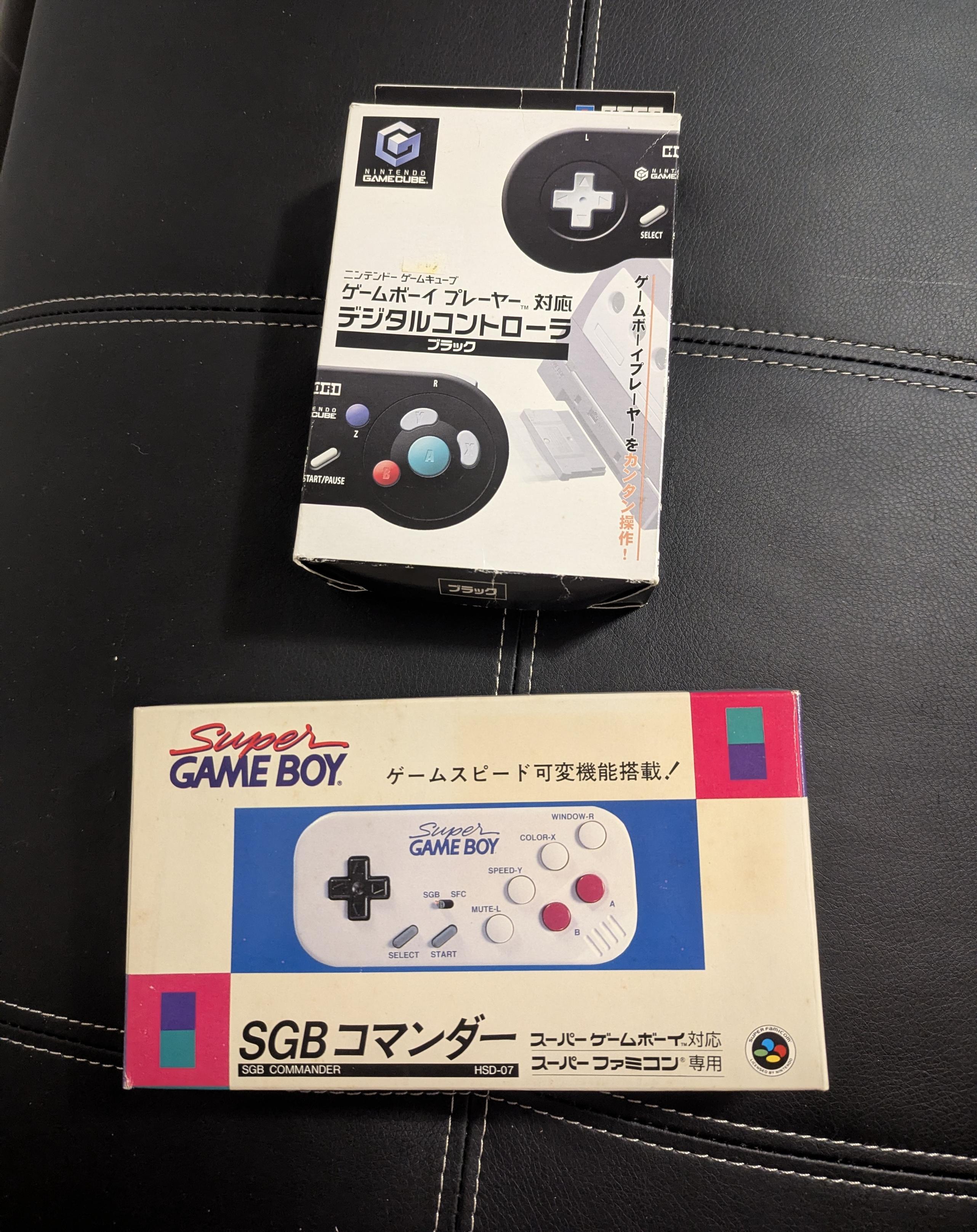 Boxes for the two Hori Gameboy controllers, SNES and NGC