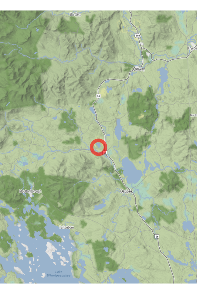 Map of the location of the observation: Tamworth, NH, USA, (latitude: 43.84, longitude: -71.22).