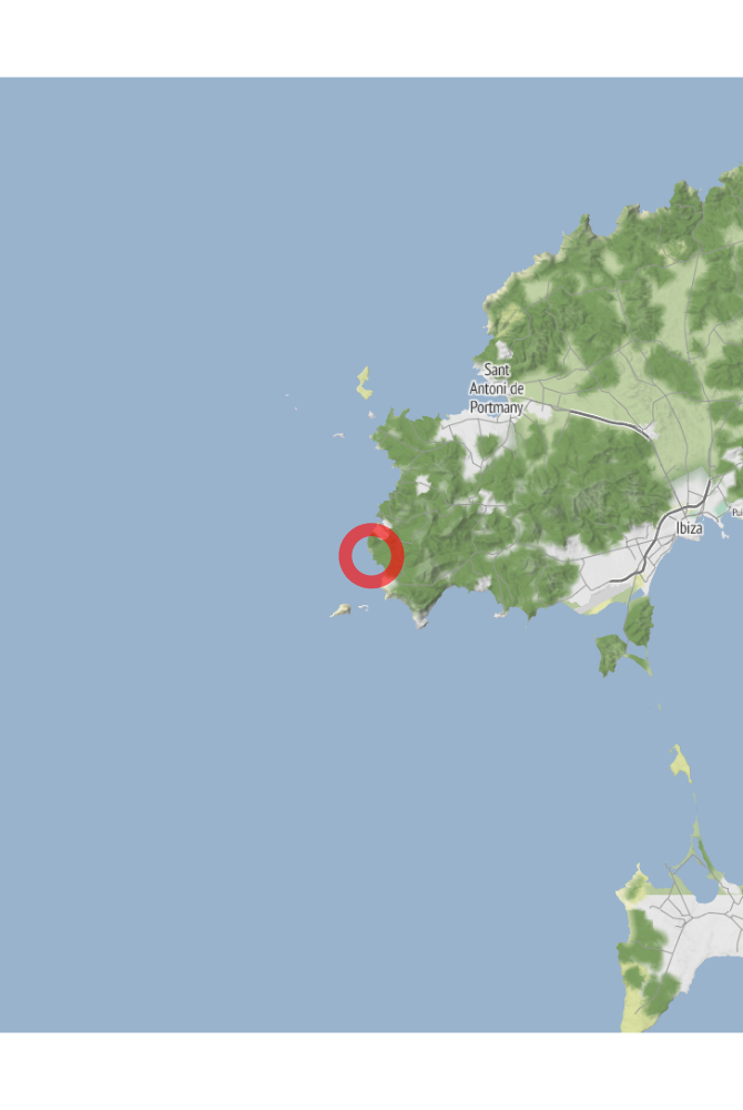 Map of the location of the observation: Baleares, ES-PM, ES, (latitude: 38.89, longitude: 1.22).